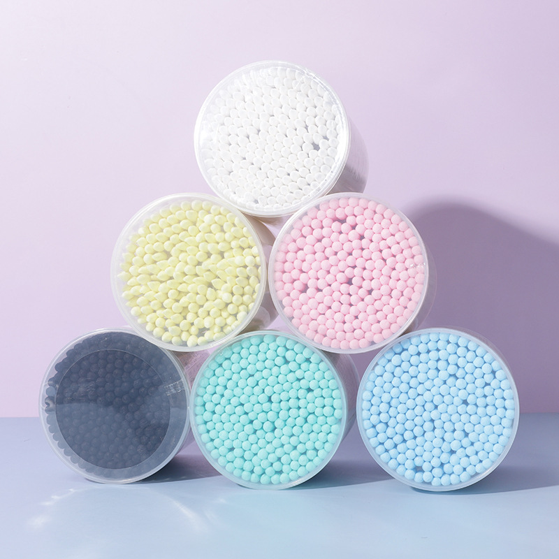 Barrel Double-Headed Color Cosmetic Cotton Swab Bulk Disposable Cotton Swab Pointed Spiral Head Makeup Cleansing Pads Stick Cotton Rod