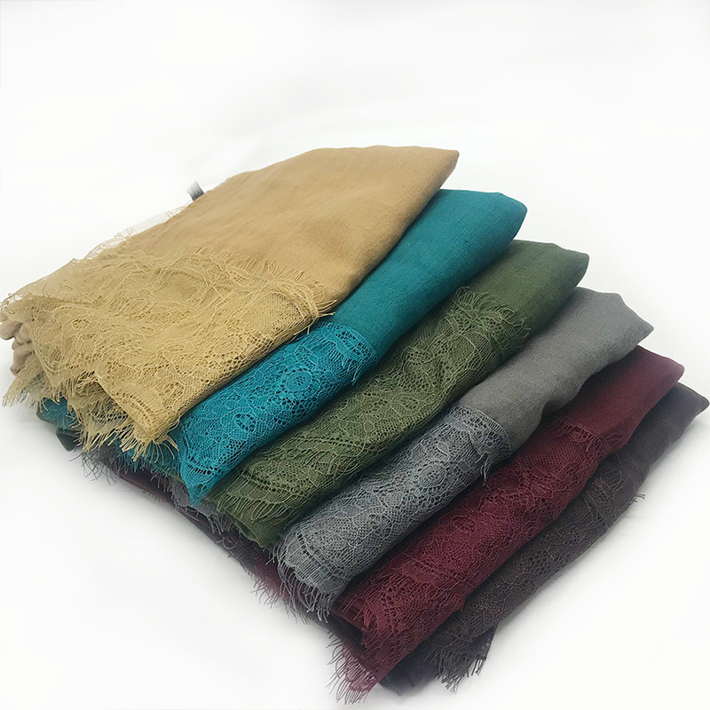 Women's Shawl Solid Color Lace Scarf Small Eyelashes Middle East Cross-Border Closed Toe Dual Purpose Scarf Shawl for Women Women's Shawl Solid Color Lace Scarf Small Eyelashes Middle East Cross-Border Closed Toe Dual Purpose Scarf Shawl for Women