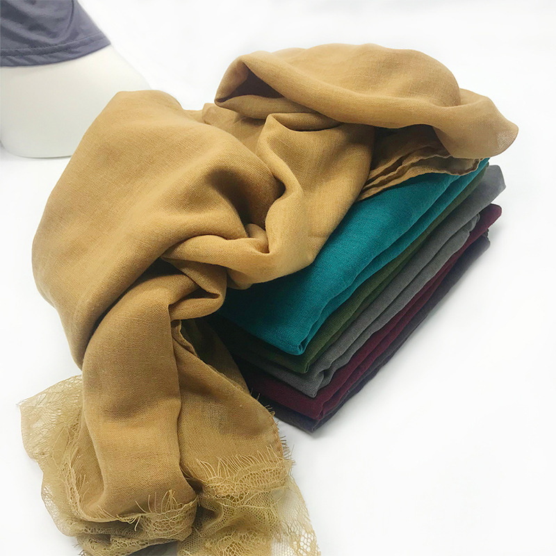 Women's Shawl Solid Color Lace Scarf Small Eyelashes Middle East Cross-Border Closed Toe Dual Purpose Scarf Shawl for Women Women's Shawl Solid Color Lace Scarf Small Eyelashes Middle East Cross-Border Closed Toe Dual Purpose Scarf Shawl for Women