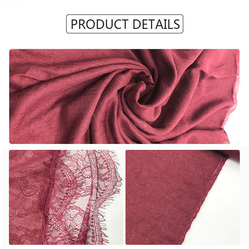 Women's Shawl Solid Color Lace Scarf Small Eyelashes Middle East Cross-Border Closed Toe Dual Purpose Scarf Shawl for Women Women's Shawl Solid Color Lace Scarf Small Eyelashes Middle East Cross-Border Closed Toe Dual Purpose Scarf Shawl for Women