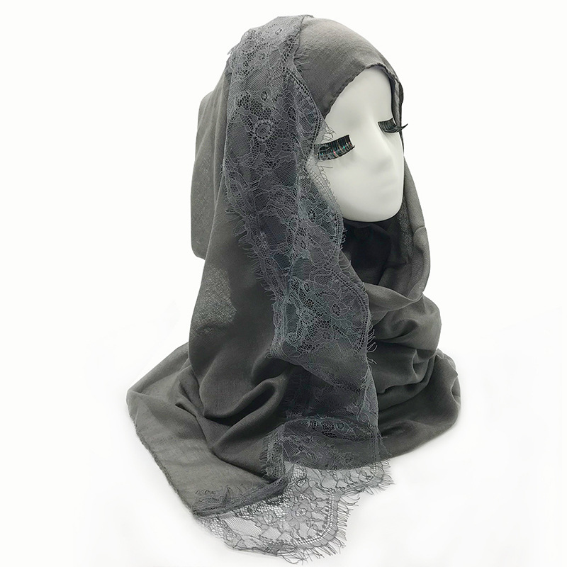 Women's Shawl Solid Color Lace Scarf Small Eyelashes Middle East Cross-Border Closed Toe Dual Purpose Scarf Shawl for Women Women's Shawl Solid Color Lace Scarf Small Eyelashes Middle East Cross-Border Closed Toe Dual Purpose Scarf Shawl for Women