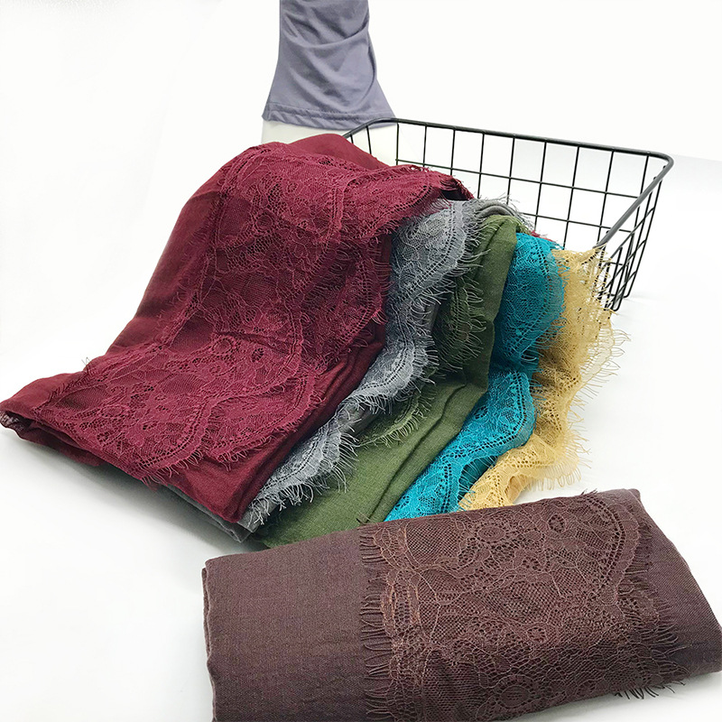 Women's Shawl Solid Color Lace Scarf Small Eyelashes Middle East Cross-Border Closed Toe Dual Purpose Scarf Shawl for Women Women's Shawl Solid Color Lace Scarf Small Eyelashes Middle East Cross-Border Closed Toe Dual Purpose Scarf Shawl for Women