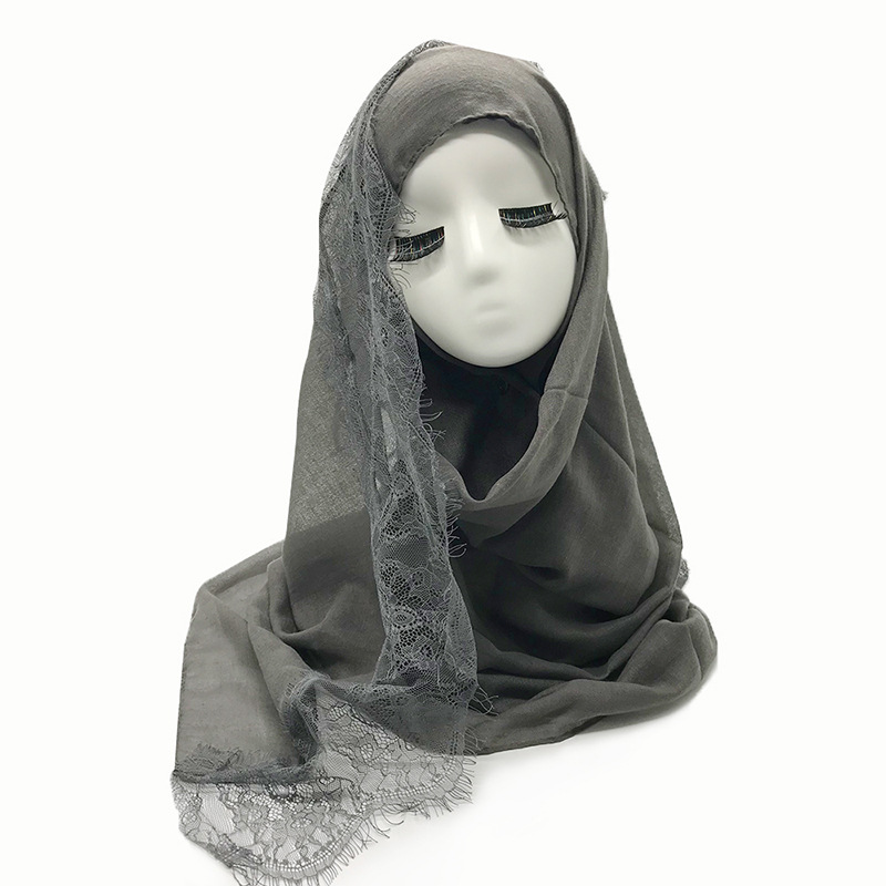 Women's Shawl Solid Color Lace Scarf Small Eyelashes Middle East Cross-Border Closed Toe Dual Purpose Scarf Shawl for Women Women's Shawl Solid Color Lace Scarf Small Eyelashes Middle East Cross-Border Closed Toe Dual Purpose Scarf Shawl for Women