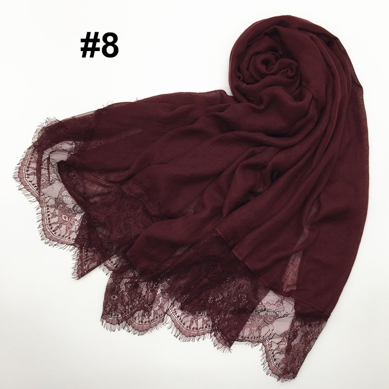 Women's Shawl Solid Color Lace Scarf Small Eyelashes Middle East Cross-Border Closed Toe Dual Purpose Scarf Shawl for Women Women's Shawl Solid Color Lace Scarf Small Eyelashes Middle East Cross-Border Closed Toe Dual Purpose Scarf Shawl for Women