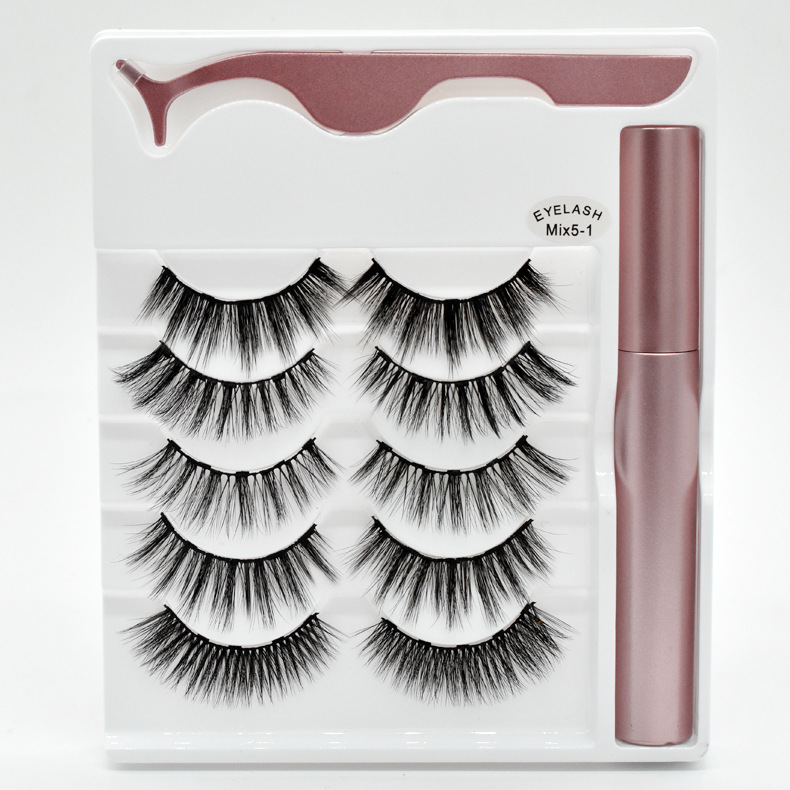 5 Pairs of Assortment Pack Magnetic False Eyelash Eyeliner Set Magnetic Eyeliner Tweezers 5mix Magnetic Eyelashes
