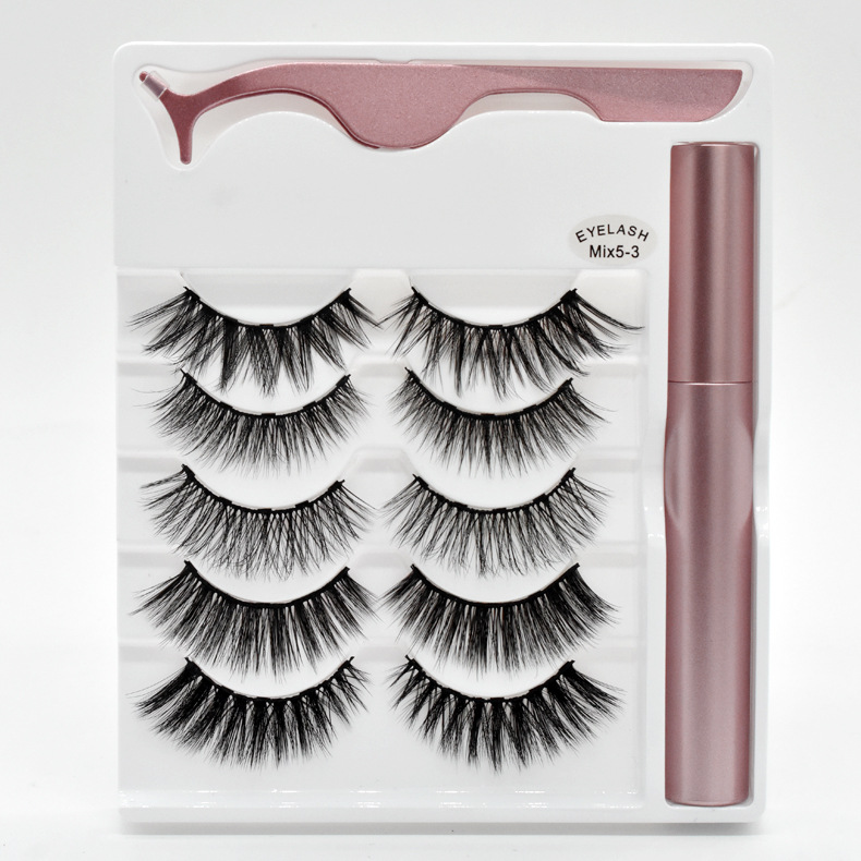 5 Pairs of Assortment Pack Magnetic False Eyelash Eyeliner Set Magnetic Eyeliner Tweezers 5mix Magnetic Eyelashes