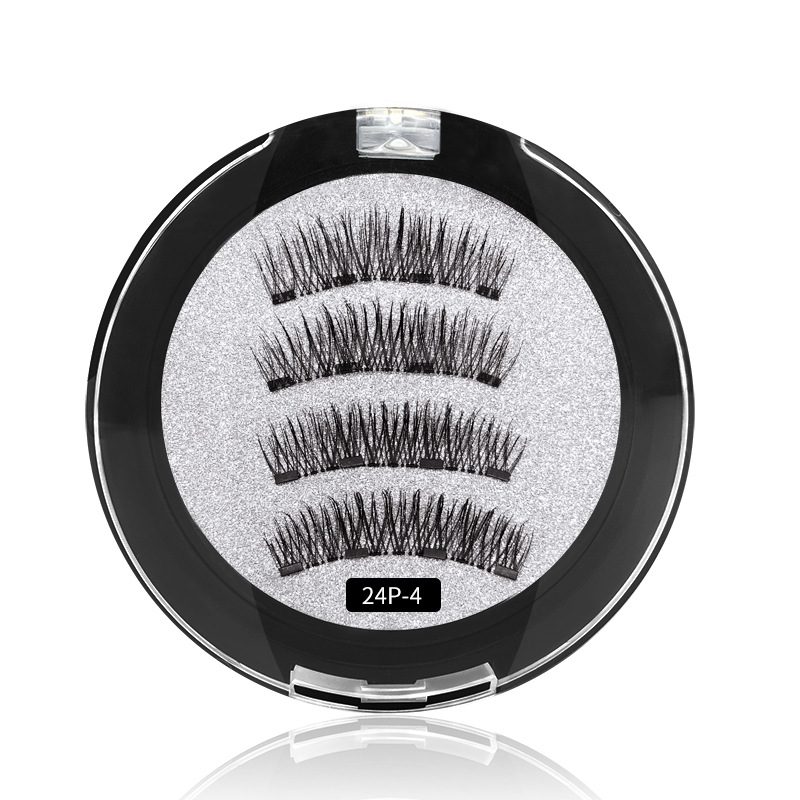  Magnet Eyelashes Four Magnetic Phase Suction Glue-Free Magnetic Eyelashes Cross-Border Magnetic Force 3D False Eyelashe