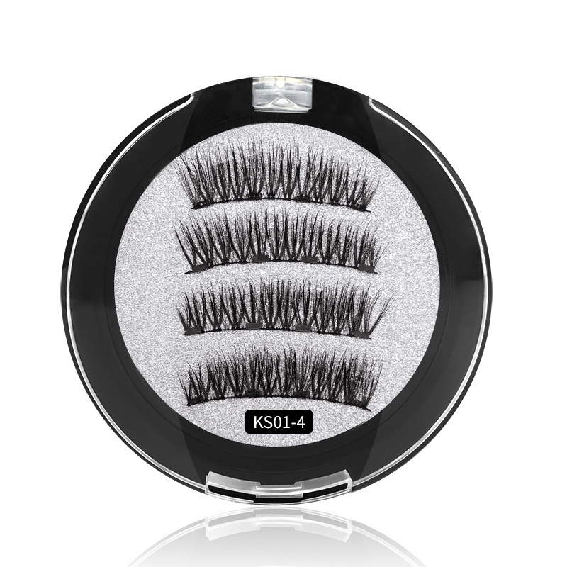  Magnet Eyelashes Four Magnetic Phase Suction Glue-Free Magnetic Eyelashes Cross-Border Magnetic Force 3D False Eyelashe