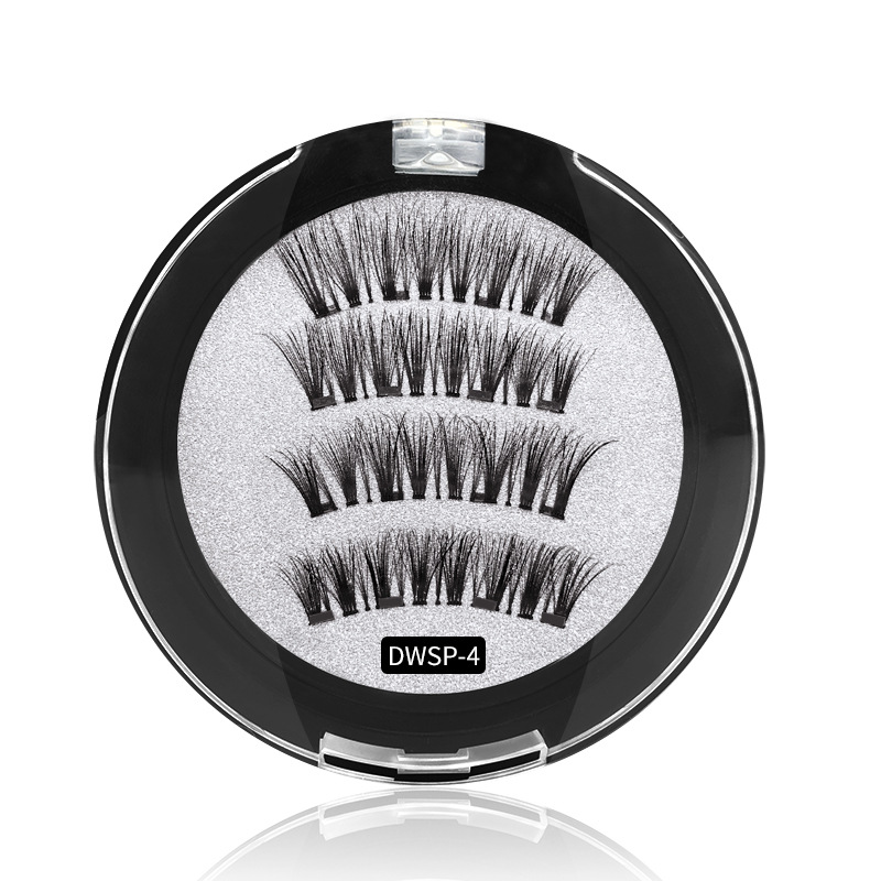  Magnet Eyelashes Four Magnetic Phase Suction Glue-Free Magnetic Eyelashes Cross-Border Magnetic Force 3D False Eyelashe