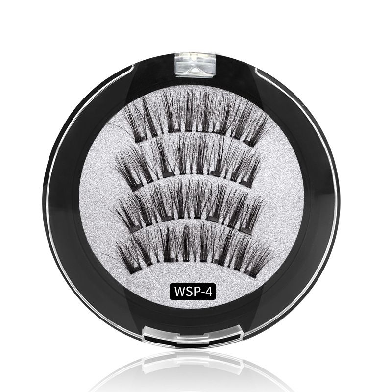  Magnet Eyelashes Four Magnetic Phase Suction Glue-Free Magnetic Eyelashes Cross-Border Magnetic Force 3D False Eyelashe