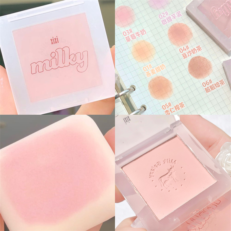 Xixi Milk Star River Soft Mist Blush Monochrome Blusher Plate Matte Vitality Small Orange Nude Makeup Cheap Repair Portable