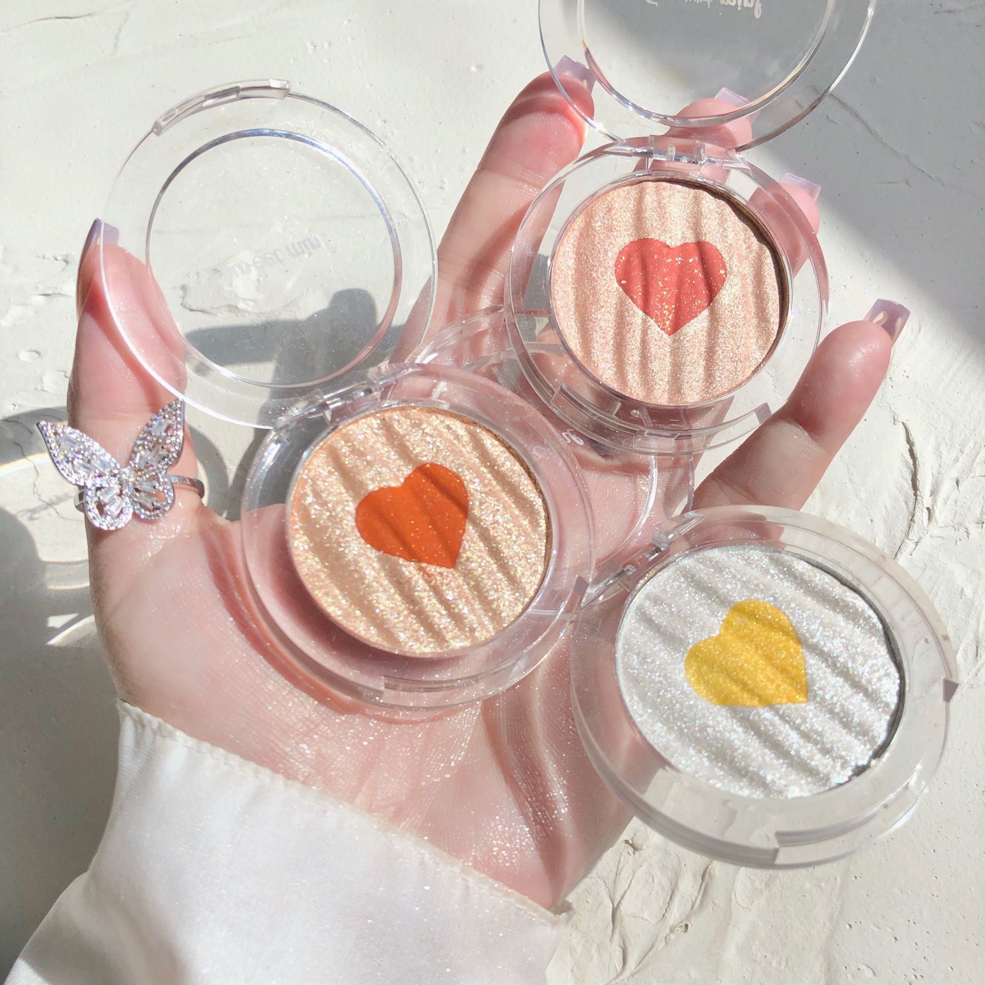 Sweet Mint Two-Color Love Highlight Blusher Plate Student Cheap Three-Dimensional Decoration Pink Authentic China-Made Makeup