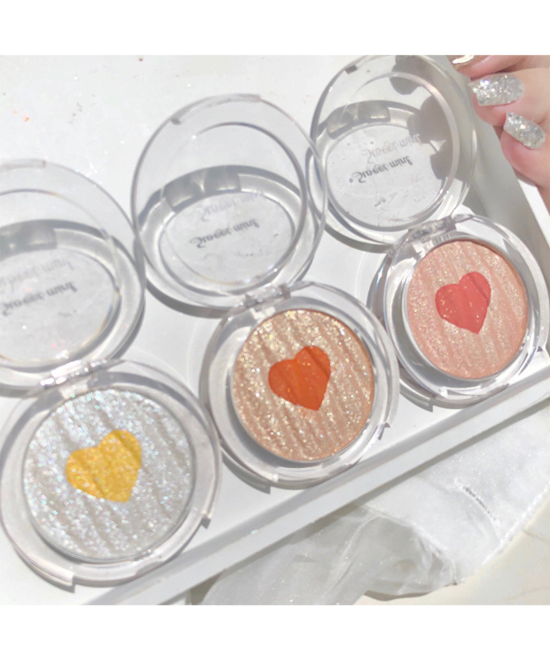 Sweet Mint Two-Color Love Highlight Blusher Plate Student Cheap Three-Dimensional Decoration Pink Authentic China-Made Makeup