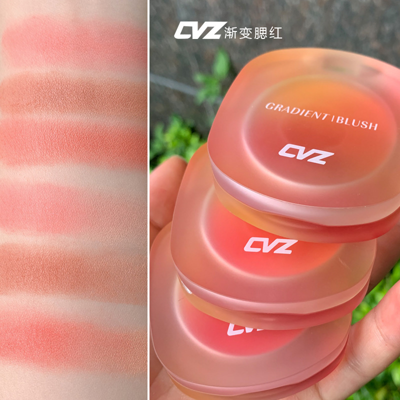 CVZ Internet Celebrity Three-Color Gradient Monochrome Blush Brown Sugar Milk Tea Peach Natural Nude Makeup Blusher Plate Female Contour Compact Cheap