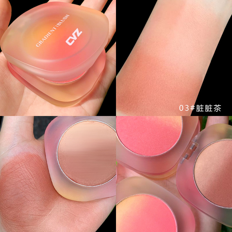 CVZ Internet Celebrity Three-Color Gradient Monochrome Blush Brown Sugar Milk Tea Peach Natural Nude Makeup Blusher Plate Female Contour Compact Cheap