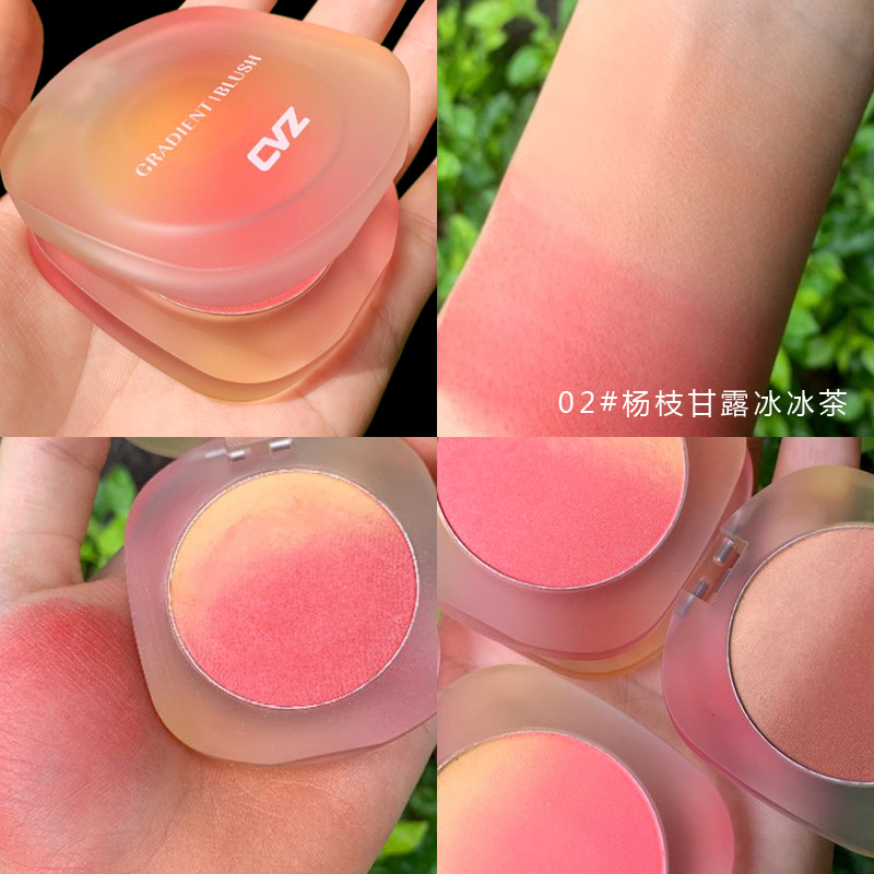CVZ Internet Celebrity Three-Color Gradient Monochrome Blush Brown Sugar Milk Tea Peach Natural Nude Makeup Blusher Plate Female Contour Compact Cheap