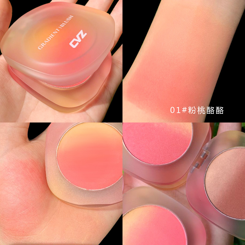 CVZ Internet Celebrity Three-Color Gradient Monochrome Blush Brown Sugar Milk Tea Peach Natural Nude Makeup Blusher Plate Female Contour Compact Cheap