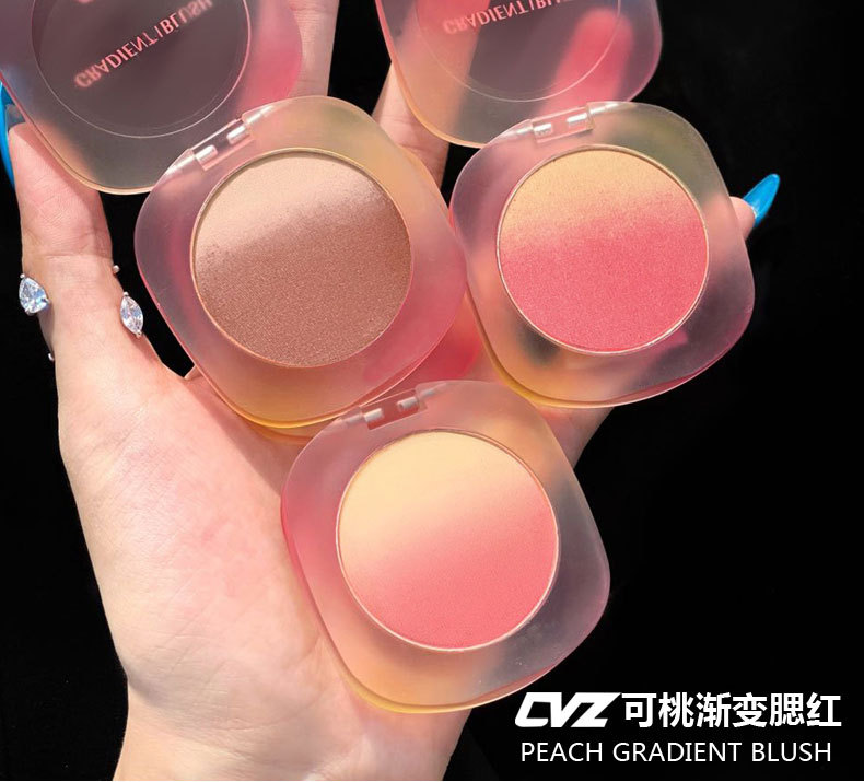 CVZ Gradient Pink Two-Tone Blush Nude Makeup Natural Good Look Blusher Plate Three-Dimensional Repair Female Student Makeup Rouge