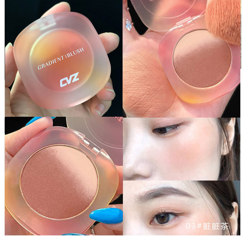 CVZ Gradient Pink Two-Tone Blush Nude Makeup Natural Good Look Blusher Plate Three-Dimensional Repair Female Student Makeup Rouge