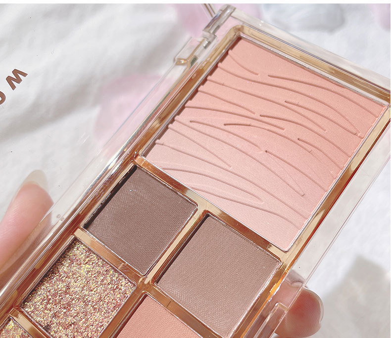 Kakashow Nine Colors Eye Shadow Plate Matte Shimmer Blush Eye Shadow Highlight Repair Makeup Palette Water Ripple Blusher Plate