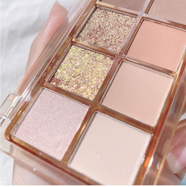 Kakashow Nine Colors Eye Shadow Plate Matte Shimmer Blush Eye Shadow Highlight Repair Makeup Palette Water Ripple Blusher Plate