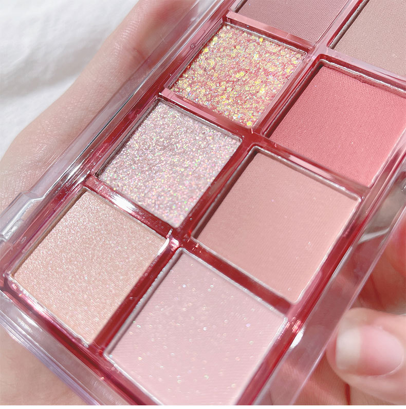 Kakashow Nine Colors Eye Shadow Plate Matte Shimmer Blush Eye Shadow Highlight Repair Makeup Palette Water Ripple Blusher Plate