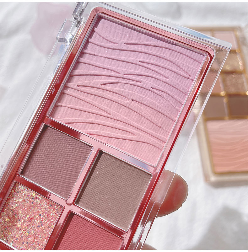 Kakashow Nine Colors Eye Shadow Plate Matte Shimmer Blush Eye Shadow Highlight Repair Makeup Palette Water Ripple Blusher Plate