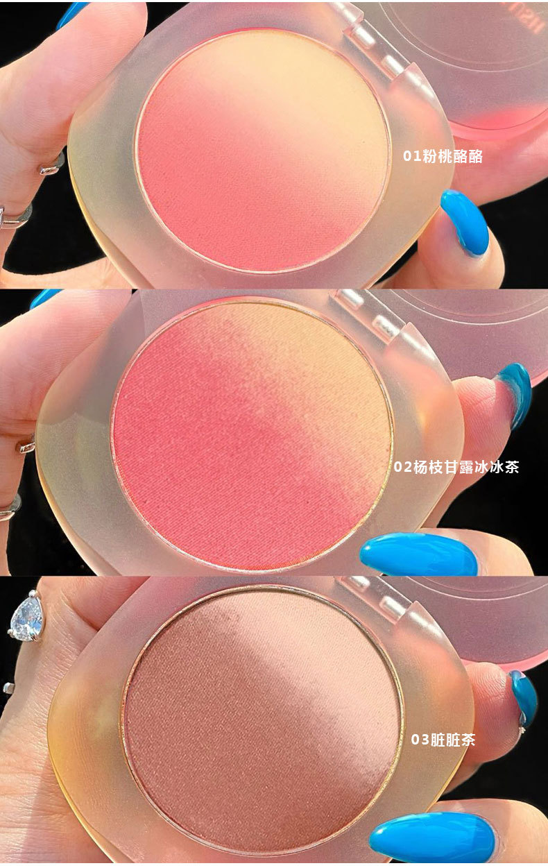 CVZ Gradient Soft Pink Two-Color Blush Nude Makeup Natural Good Complexion Blusher Plate Stereo Repair Capacity Female Student Makeup Rouge