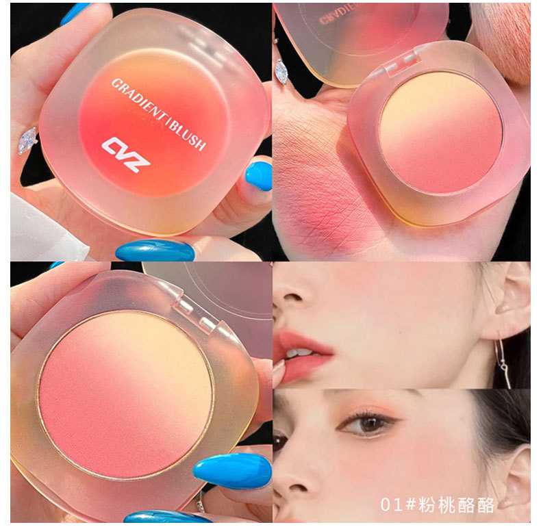 CVZ Gradient Soft Pink Two-Color Blush Nude Makeup Natural Good Complexion Blusher Plate Stereo Repair Capacity Female Student Makeup Rouge