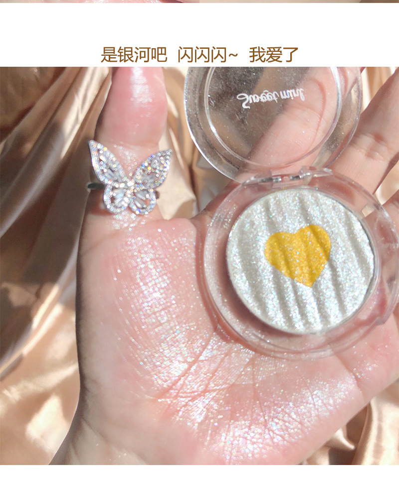 Sweet Mint Two-Color Highlight Blusher Plate Pearlescent Glitter Rouge Compact Female Student Beginner Highlight Cheap Style