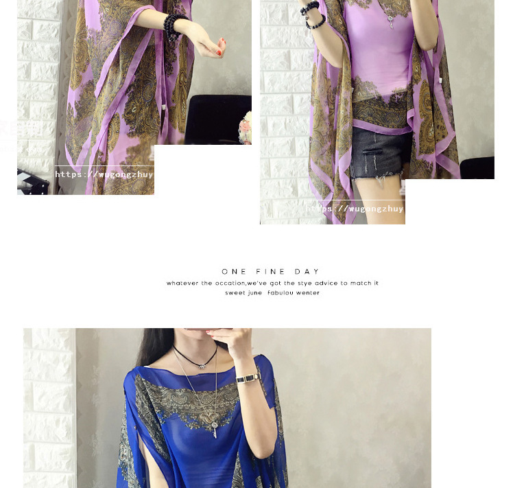 Sunprotective clothing for women's wear long thin coat Korean version long sleeve chiffon garment large size sunscreen