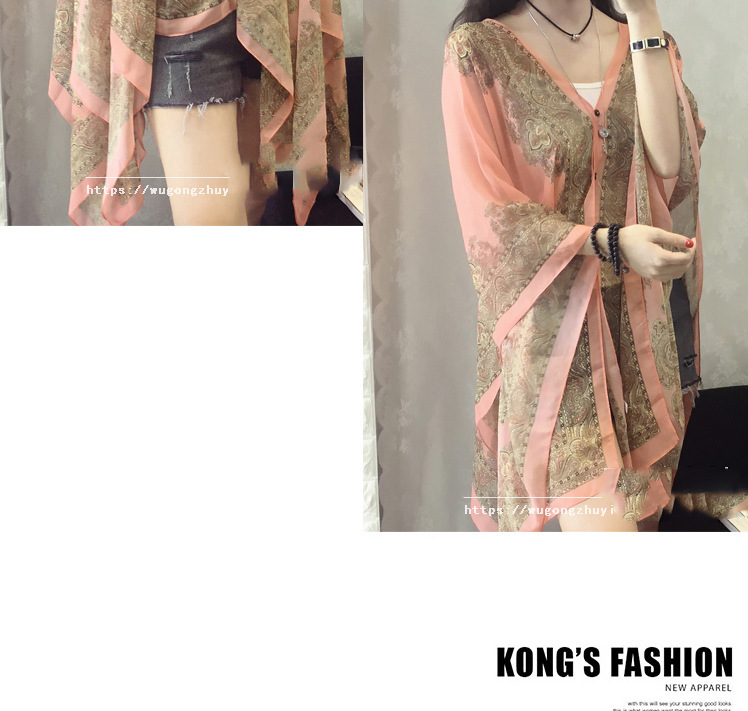 Sunprotective clothing for women's wear long thin coat Korean version long sleeve chiffon garment large size sunscreen
