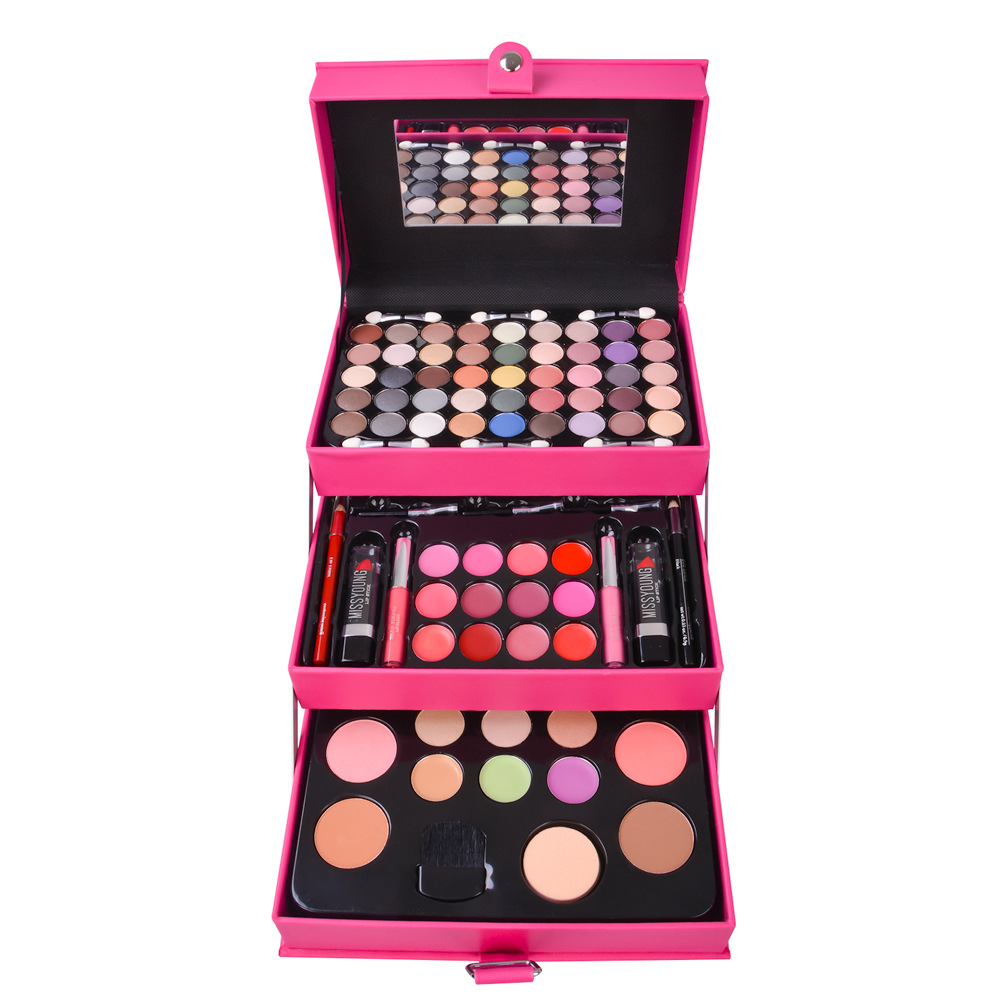 Foreign Trade Popular Style Cosmetics Set Makeup Set Eye Shadow Plate Lipstick Lip Gloss Combination Set Multi-Layer Cosmetic Case