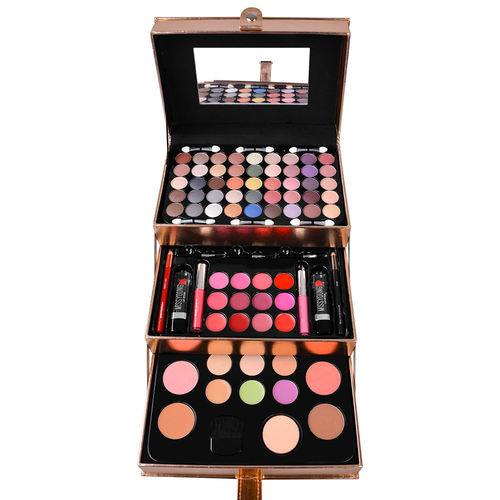 Foreign Trade Popular Style Cosmetics Set Makeup Set Eye Shadow Plate Lipstick Lip Gloss Combination Set Multi-Layer Cosmetic Case