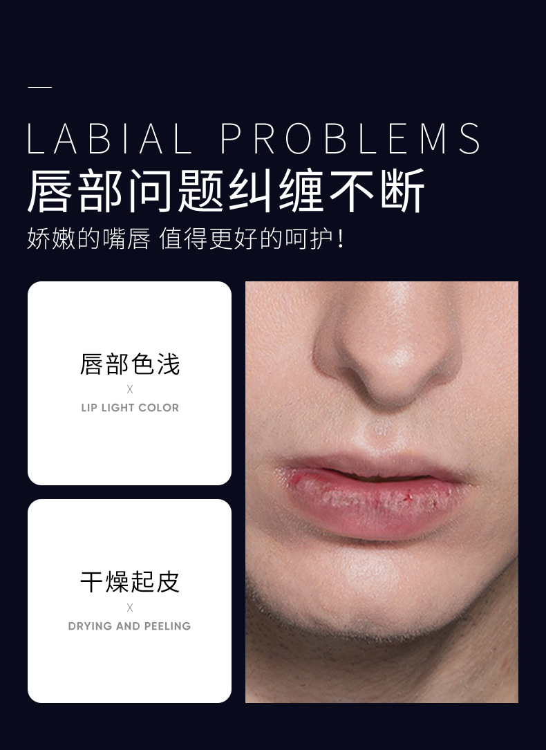 Bioaqua Men's Cool Feeling Lip Balm Nourishing Moisturizing Improve Dry Crack Mild Repair Improve Lip Lines Men's Lipstick