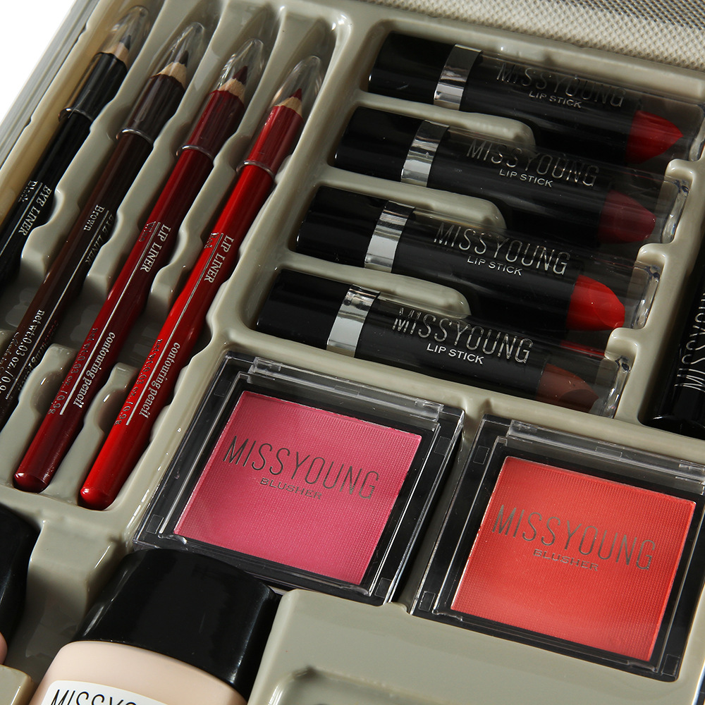 Makeup Artist Makeup Kit Portable Aluminum Alloy Cosmetics Makeup Set Eye Shadow Lipstick Liquid Foundation Combination Set