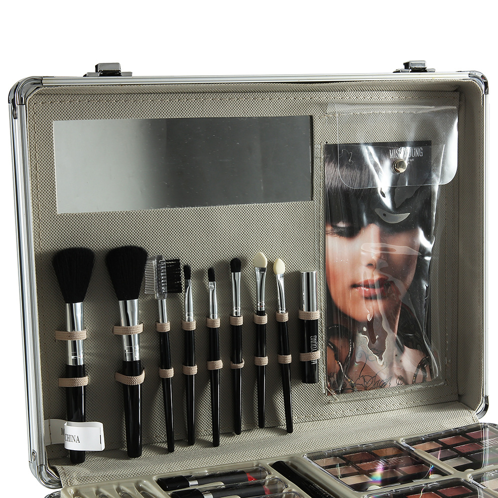 Makeup Artist Makeup Kit Portable Aluminum Alloy Cosmetics Makeup Set Eye Shadow Lipstick Liquid Foundation Combination Set