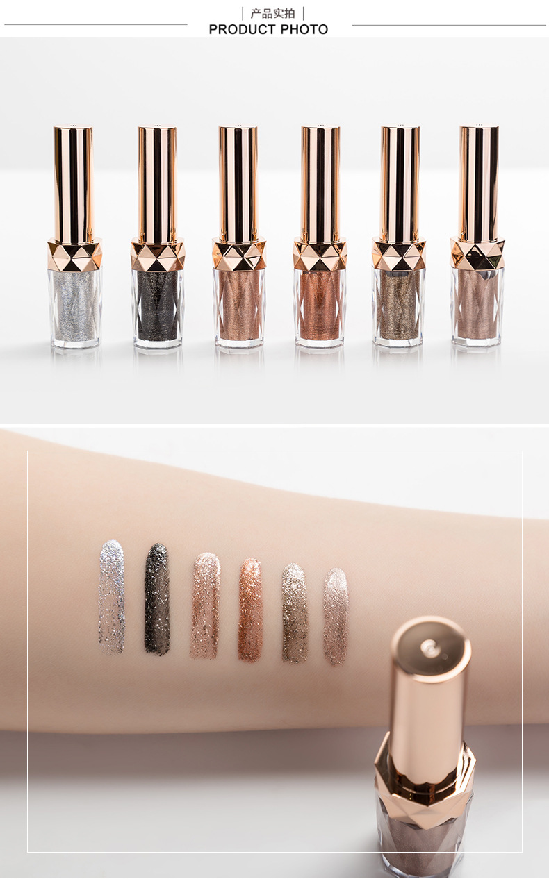 Yuencina eye shadow color liquid eyeliner sparkling diamond highlights liquid eye shadow 6 color pearl eye shadow liquid makeup