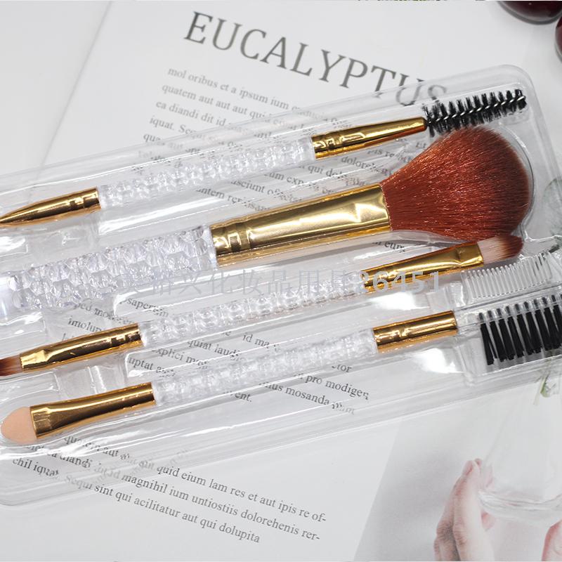 Yi Qing Makeup Brush 4 Pack Beginner Makeup Tools Powder Foundation Brush Eyebrow Eyelash Modification Brush Double-Headed Eyebrow Comb Brush