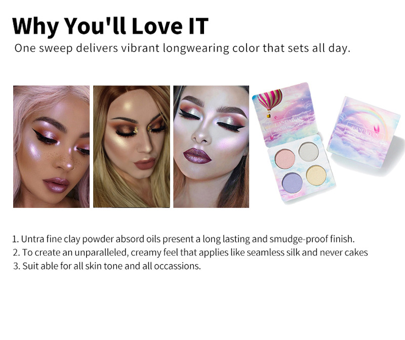 Handaiyan Four-Color Highlighting Powder Eye Shadow Plate Chameleon Highlight Powder Repair Eye Shadow Plate Polarized Repair Handaiyan Four-Color Highlighting Powder Eye Shadow Plate Chameleon Highlight Powder Repair Eye Shadow Plate Polarized Repair