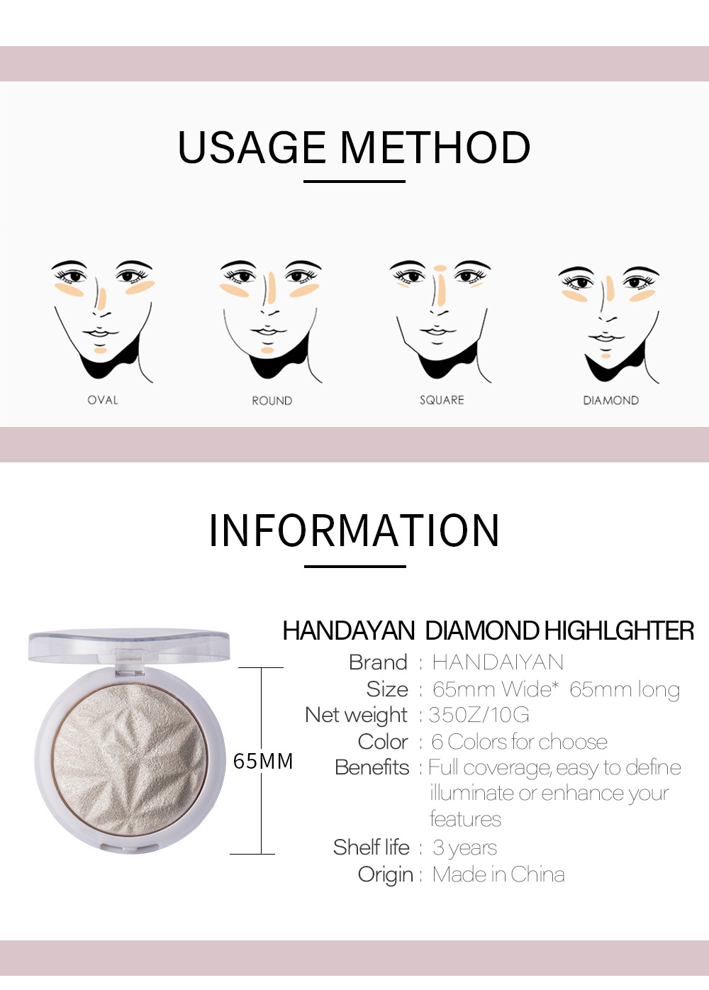 Han Daiyan Cross-Border Makeup Monochrome Diamond Baked Powder Polarized Highlight Powder Long-Lasting Brightening Finishing Shading Highlight Powder Powder Han Daiyan Cross-Border Makeup Monochrome Diamond Baked Powder Polarized Highlight Powder Long-Lasting Brightening Finishing Shading Highlight Powder Powder