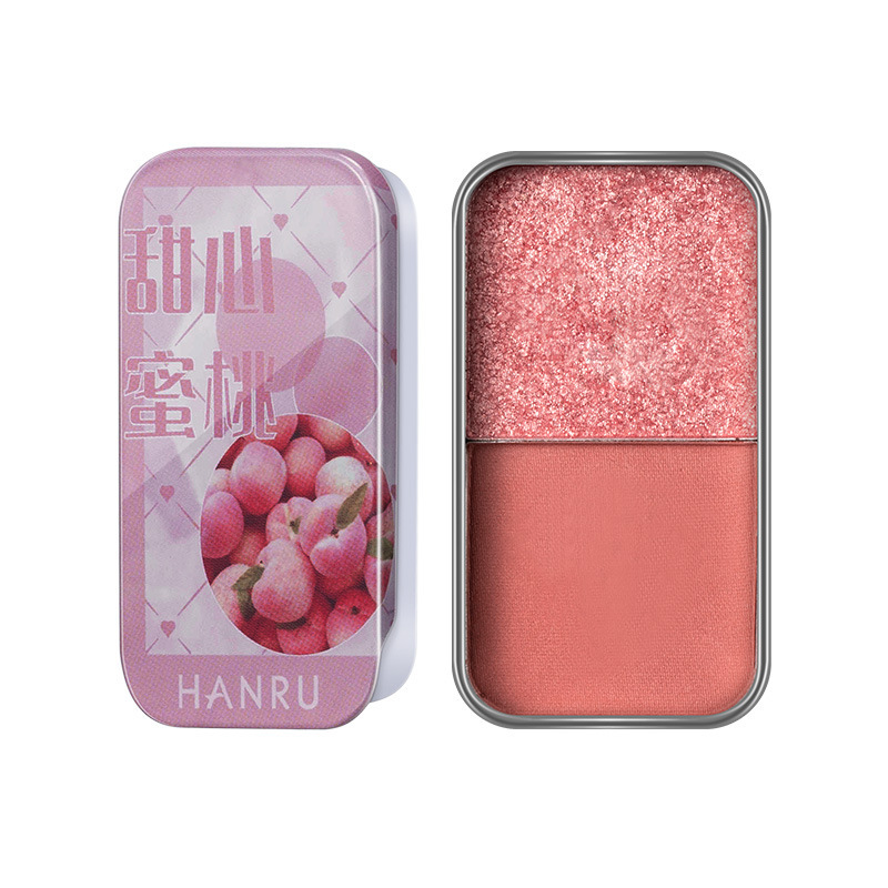Han Ru Iron Box Double-Color Eye Shadow Matte Shimmer Highlight Powder Internet Celebrity Makeup Small Portable Eye Shadow Plate Female Factory Direct Sales