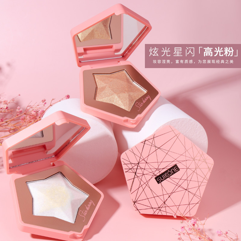 Suikone Sukana Dazzling Star Shining Highlight Powder Cake Natural Three-Dimensional Nose Shadow Brightening Mashed Potatoes Contour Compact