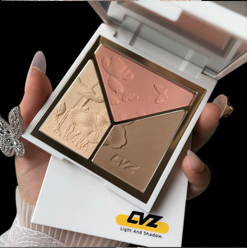 CVZ Three-Color Highlight Repair Blusher Plate Nose Shadow Matte Highlight Shadow Champagne Gold Three-Dimensional Repair Highlight Powder CVZ Three-Color Highlight Repair Blusher Plate Nose Shadow Matte Highlight Shadow Champagne Gold Three-Dimensional Repair Highlight Powder