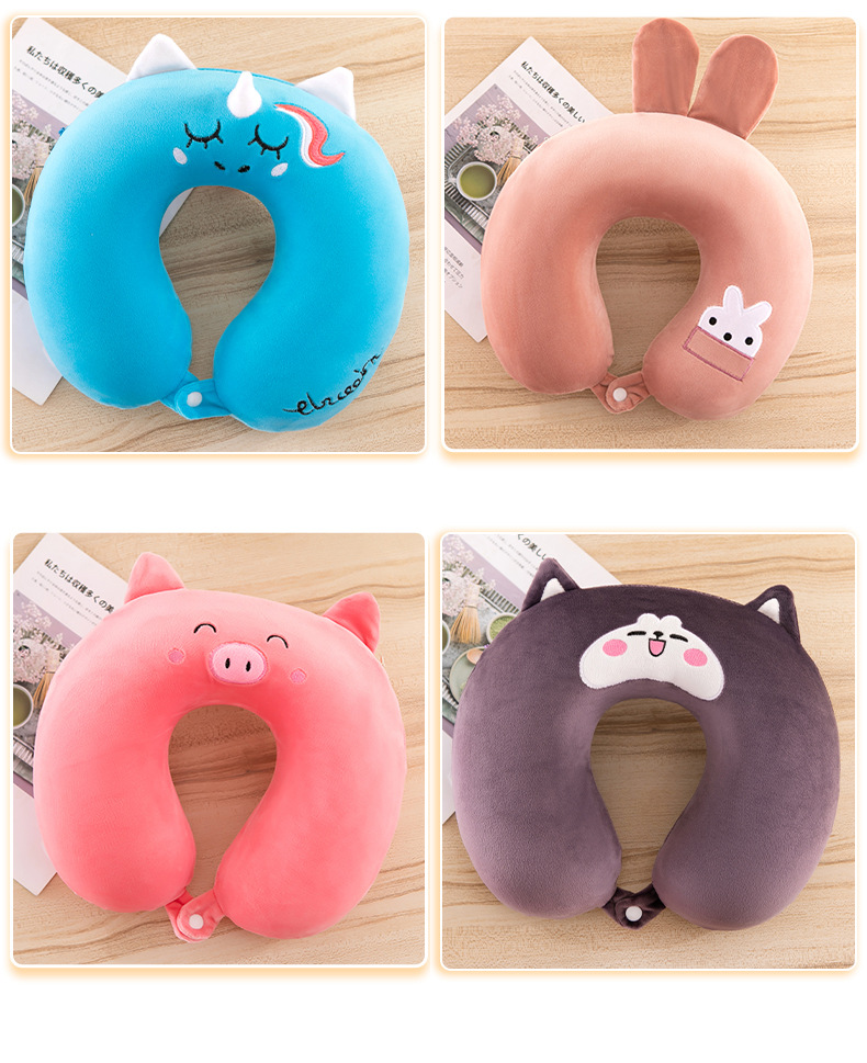 Cartoon Neck Pillow Memory Foam U-Shaped Pillow Car Travel Cervical Pillow U-Shaped Pillow Company Small Gifts Printed Logo