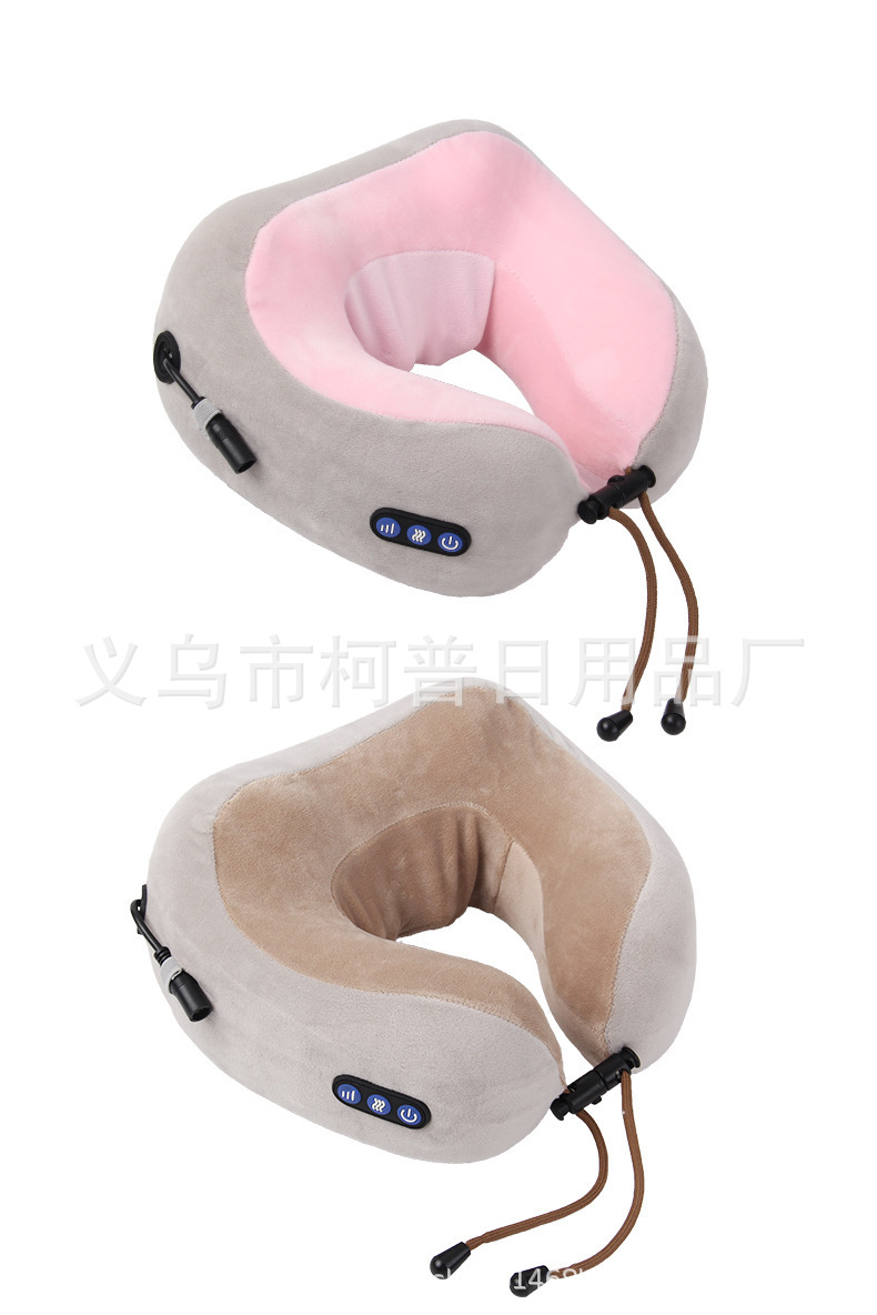 U-Shaped Massage Pillow Office Lunch Pillow Home on-Board Massage Pillow Massage Pillow Rechargeable Electric Massage Cross-Border Three Button