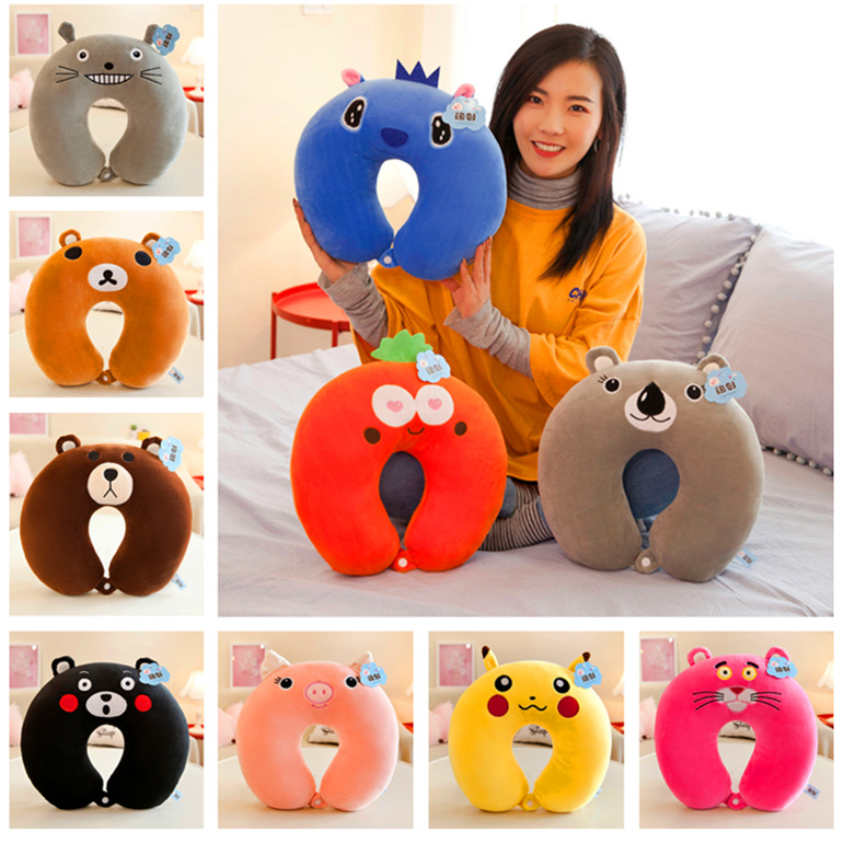 Factory Direct Sales Cartoon U-Shaped Pillow Plush Toy Extremely Soft down Cotton Stuffed Travel Car Neck Pillow Nap Pillow