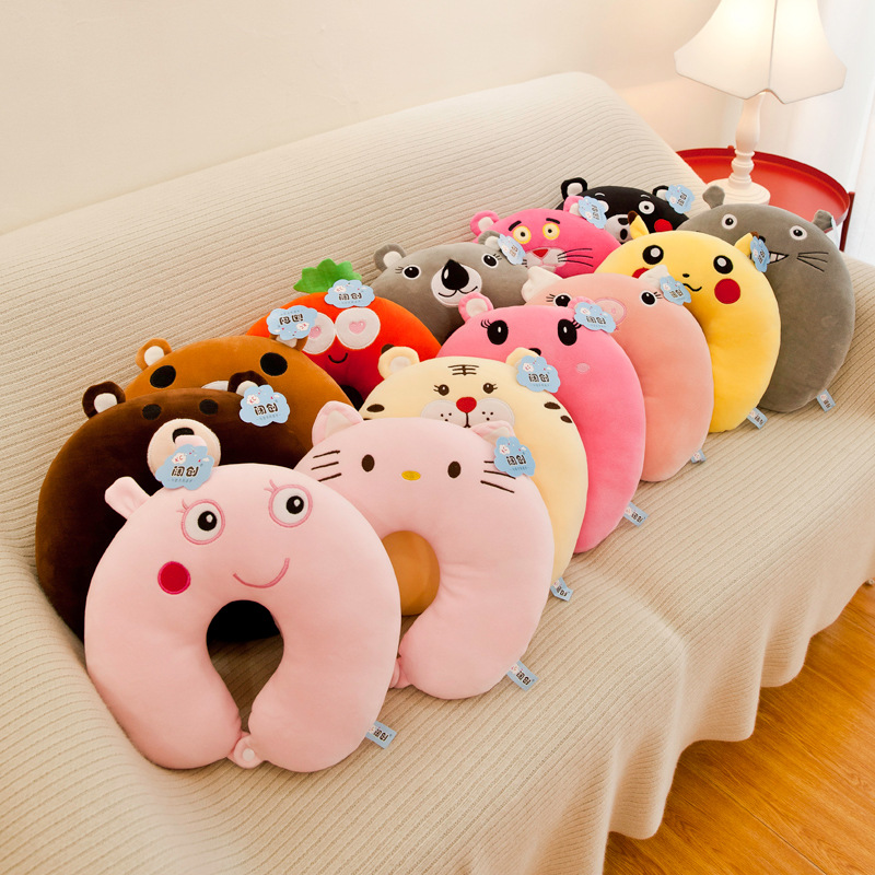 Factory Direct Sales Cartoon U-Shaped Pillow Plush Toy Extremely Soft down Cotton Stuffed Travel Car Neck Pillow Nap Pillow