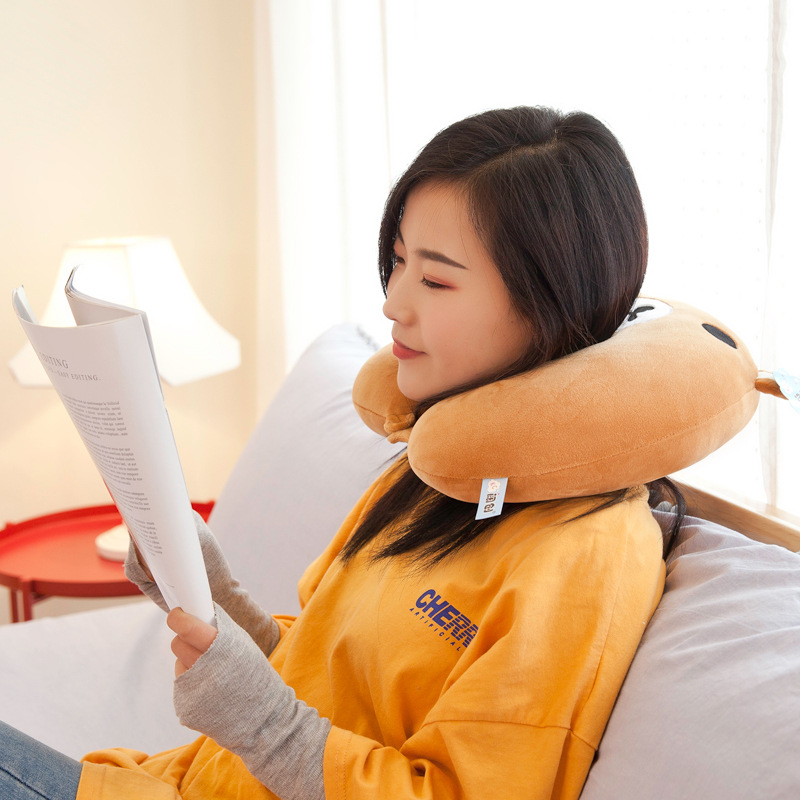 Factory Direct Sales Cartoon U-Shaped Pillow Plush Toy Extremely Soft down Cotton Stuffed Travel Car Neck Pillow Nap Pillow