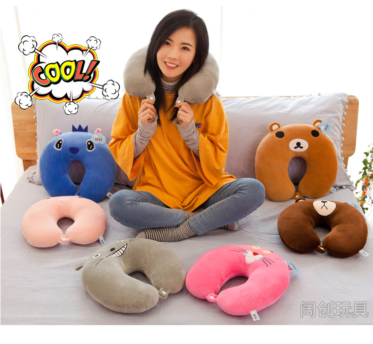 Factory Direct Sales Cartoon U-Shaped Pillow Plush Toy Extremely Soft down Cotton Stuffed Travel Car Neck Pillow Nap Pillow